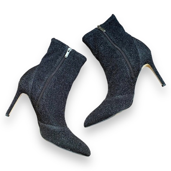 SAM Edelman Olson Black Sparkle Pointed Toe Stretch Heeled Booties | Size 9 - Picture 4 of 16